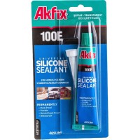 Универсальный силиконовый герметик Akfix 100E прозрачный, 50 мл
