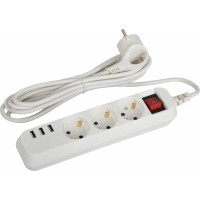 Удлинитель 2200Вт с заземлением 3м ЭРА 3-USB