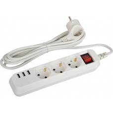 Удлинитель 2200Вт с заземлением 1.5м ЭРА 3-USB