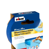 Лента малярная UNIBOB для деликатных поверхностей 25 мм х 25 м синяя