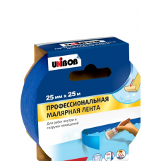 Лента малярная UNIBOB для деликатных поверхностей 25 мм х 25 м синяя